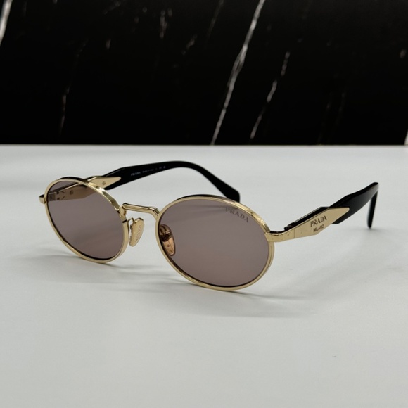 NEW SPR 65Z ZVN20I PRADA GOLD GREY PR65ZS ZVN20I OVAL UNISEX SUNGLASSES - Picture 2 of 10